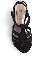 Pavers Black Embellished Strappy Sandals - Image 5 of 6