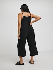 Simply Be Black Cheesecloth Beach 100% Cotton Jumpsuit - Image 2 of 4
