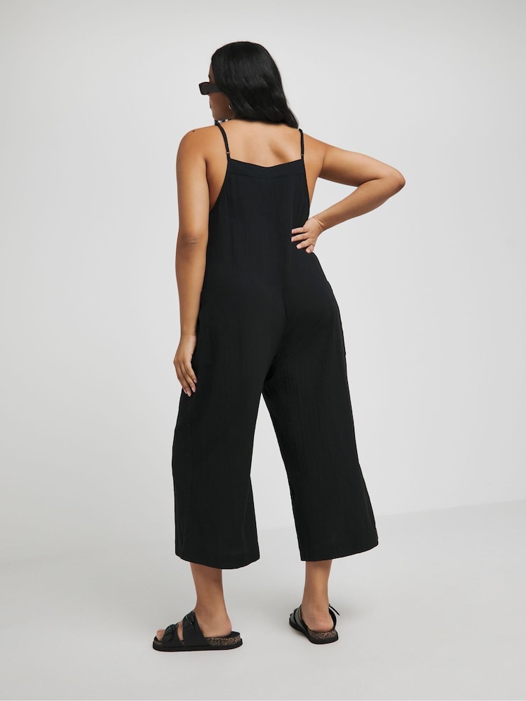 Simply Be Black Cheesecloth Beach 100% Cotton Jumpsuit - Image 2 of 4 Simply Be Black Cheesecloth Beach 100% Cotton Jumpsuit - Image 2 of 4