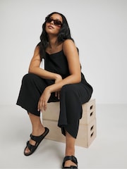 Simply Be Black Cheesecloth Beach 100% Cotton Jumpsuit - Image 3 of 4