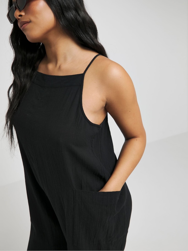 Simply Be Black Cheesecloth Beach 100% Cotton Jumpsuit - Image 4 of 4 Simply Be Black Cheesecloth Beach 100% Cotton Jumpsuit - Image 4 of 4
