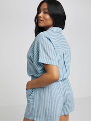 Simply Be Blue Cheesecloth 100% Cotton Beach Playsuit - Image 2 of 4