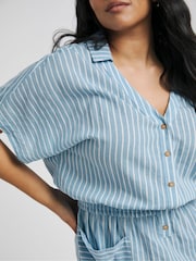 Simply Be Blue Cheesecloth 100% Cotton Beach Playsuit - Image 4 of 4