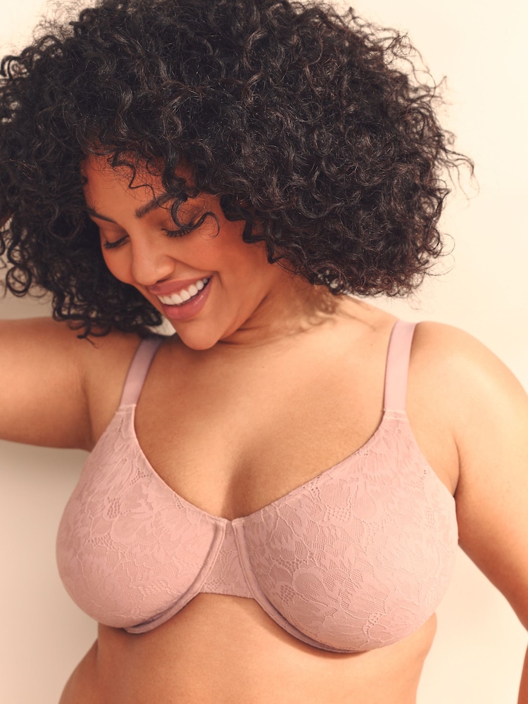 Розовый - Ultimate Support F-K Lace Minimising Full Cup Bra - Изображение 6 из 6