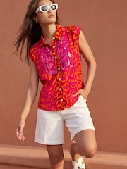 Roman Pink Animal Print Embellished Blouse - Image 2 of 5