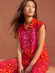 Roman Pink Animal Print Embellished Blouse - Image 3 of 5