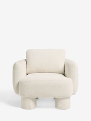 Casual Boucle Oyster Natural Bloor Tube Accent Chair - Image 3 of 9