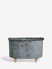 Plush Chenille Slate Blue Barber Buttoned Arm Chair - Image 7 of 9