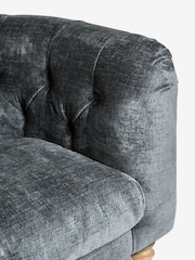 Plush Chenille Slate Blue Barber Buttoned Arm Chair - Image 9 of 9