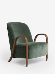 Relaxed Chenille Forest Green Hensley Wooden Accent Chair - Image 6 of 10