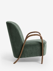 Relaxed Chenille Forest Green Hensley Wooden Accent Chair - Image 7 of 10