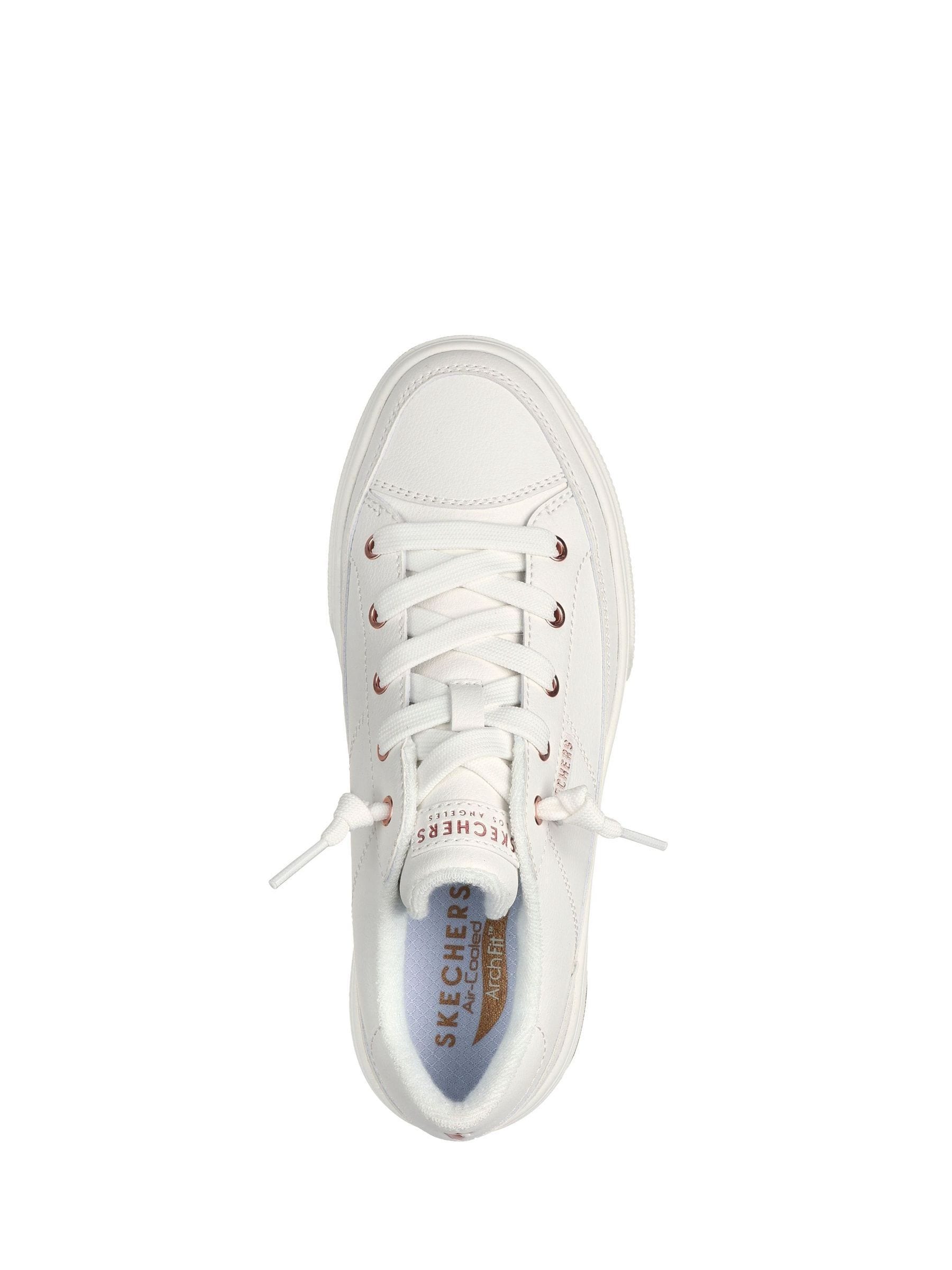Buy Skechers White PU Standard Fit Arcade Womens Trainers from