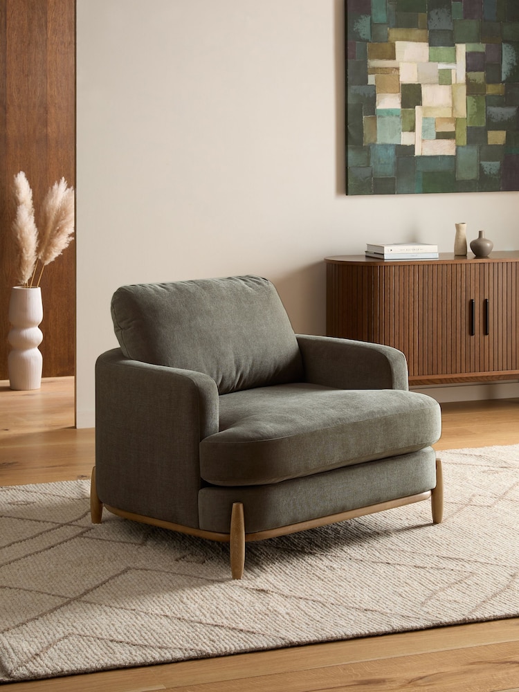 Fine Chenille Sage Green Ellison Snuggle Chair - Image 1 of 1