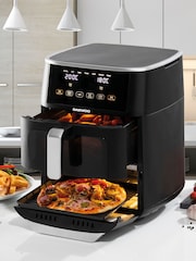 Daewoo Black Space-Saving Split Drawer Air Fryer 11L - Image 1 of 4