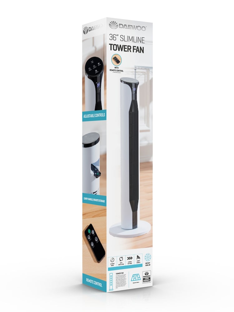 Daewoo White 36 inch Tower Fan - Image 4 of 4