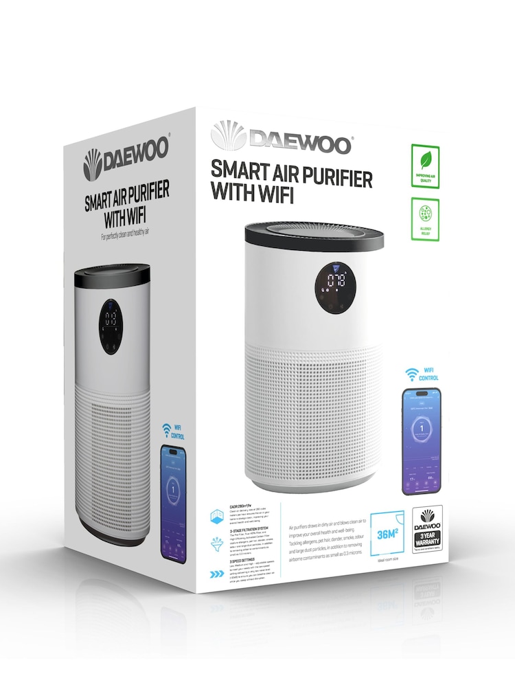 Daewoo White Smart WiFi Cadr Air Purifier - Image 4 of 4