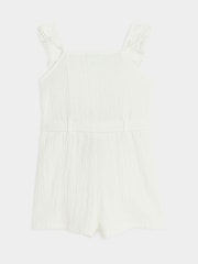 Weiß - River Island Mädchen-Overall mit Gürtel und Rüschen aus 100% Baumwolle - Bild 2 von 4