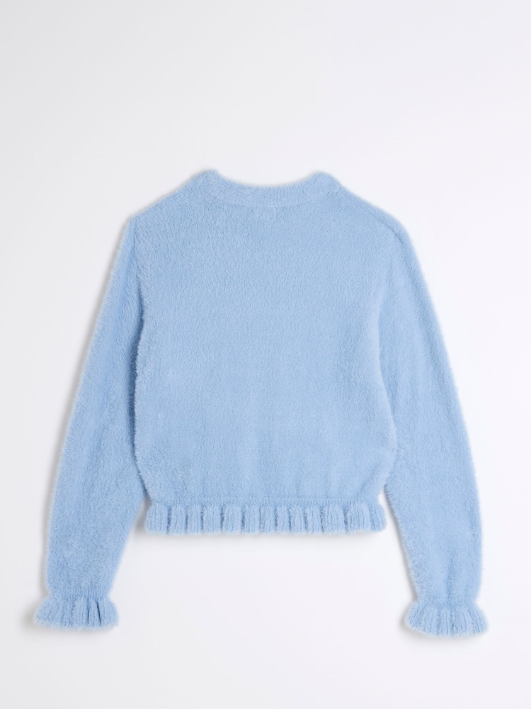 River Island Blue Girls Fluff Jumper - Image 2 of 4 River Island Blue Girls Fluff Jumper - Image 2 of 4