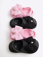 River Island Black Girls Moulded Bow Clogs - Image 2 of 5