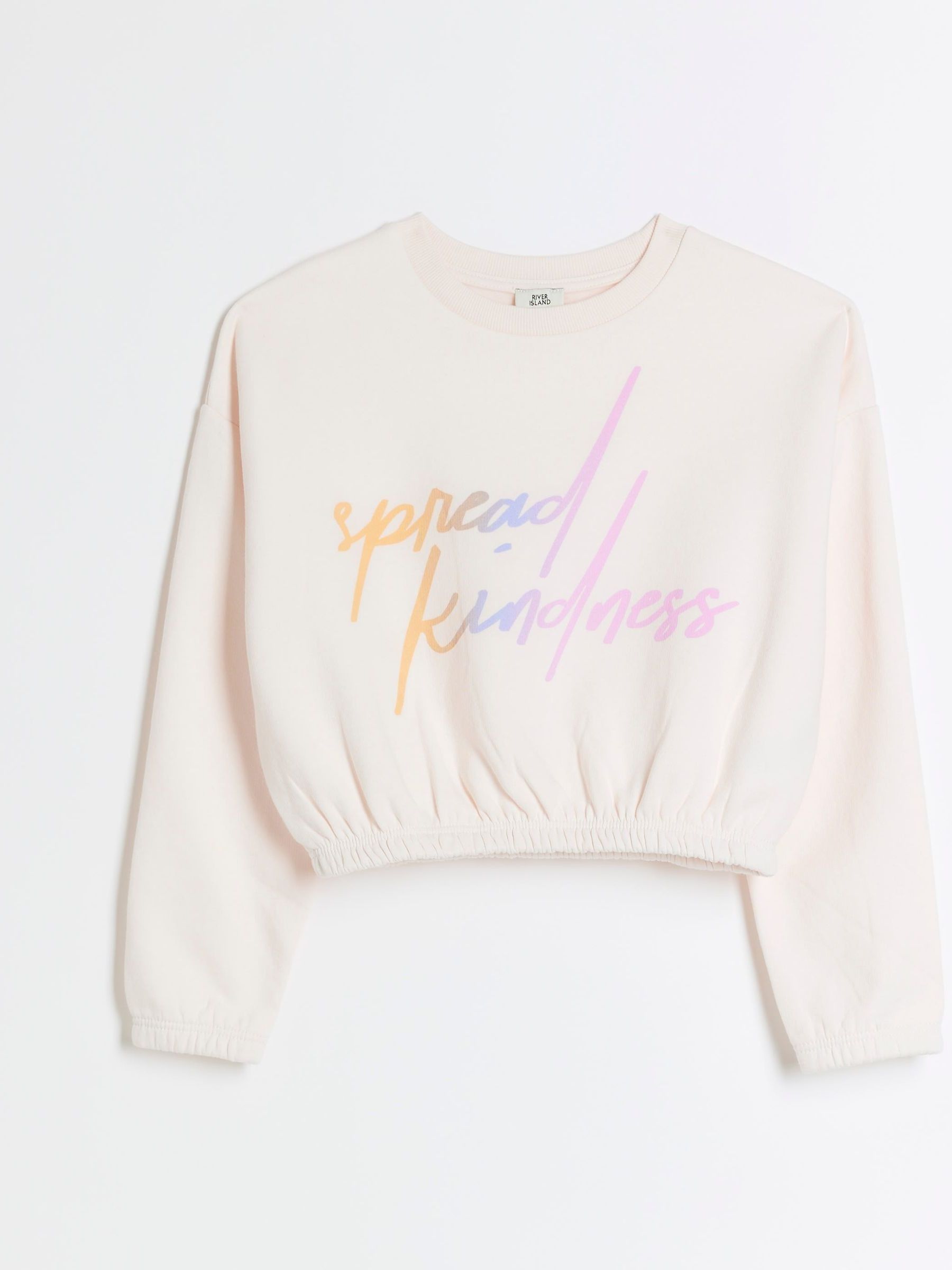 Buy River Island Pink Girls Spread Kindness 100 Cottton Sweatshirt from Next Bahrain