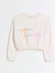 River Island Pink Girls Spread Kindness 100% Cottton Sweatshirt - Image 1 of 4