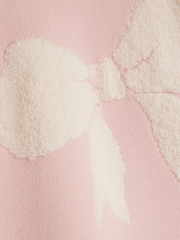 River Island Pink Girls Boucle Bows 100% Cotton Jumper - Image 4 of 4
