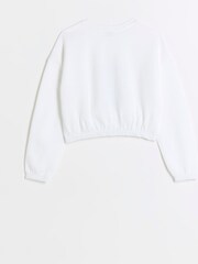 River Island White Girls Leopard Print Perfume 100% Cottton Sweater - Image 2 of 4