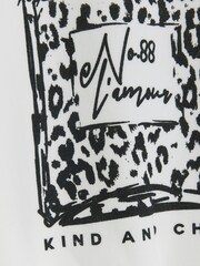 River Island White Girls Leopard Print Perfume 100% Cottton Sweater - Image 4 of 4