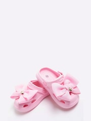 River Island Pink Girls Moulded Bow Clogs - Image 4 of 5