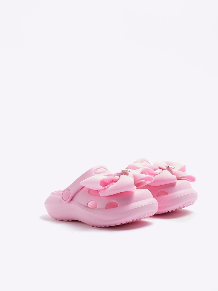 River Island Pink Girls Moulded Bow Clogs - Image 5 of 5