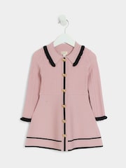 River Island Pink Girls Tipped 100% Cotton Polo Dress - Image 1 of 4