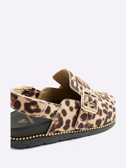 River Island Brown Girls Leopard Buckle Clogs - Image 3 of 5
