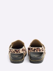 River Island Brown Girls Leopard Buckle Clogs - Image 4 of 5
