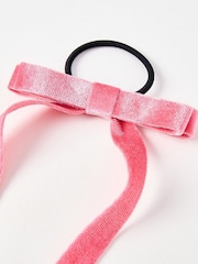 Oliver Bonas Pink Stefanie Velvet Bow Elastic Hair Tie - Image 3 of 3