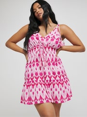 Simply Be Pink 100% Cotton Cheesecloth Wrap Front Beach Dress - Image 1 of 4