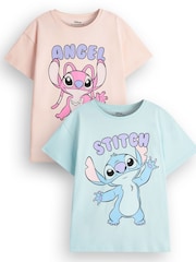 Vanilla Underground T-Shirts für Mädchen mit Stitch-Motiv aus 100 % Baumwolle im 2er-Pack - Bild 1 von 6