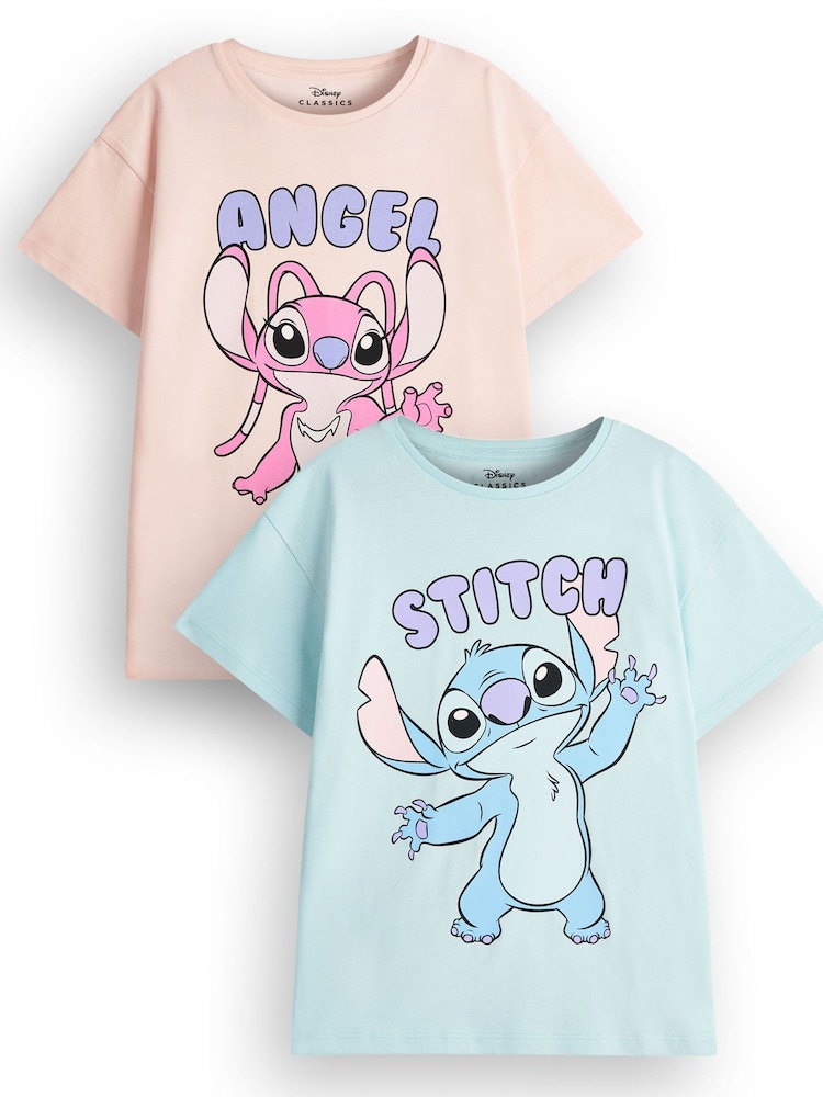 Vanilla Underground T-Shirts für Mädchen mit Stitch-Motiv aus 100 % Baumwolle im 2er-Pack - Bild 1 von 6