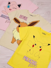 Vanilla Underground Yellow Girls Pokemon 100% Cotton T-Shirts 3 Pack - Image 6 of 6