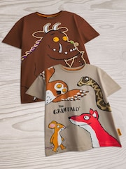 Vanilla Underground Brown Boys Gruffalo 100% Cotton T-Shirts 2 Pack - Image 6 of 6