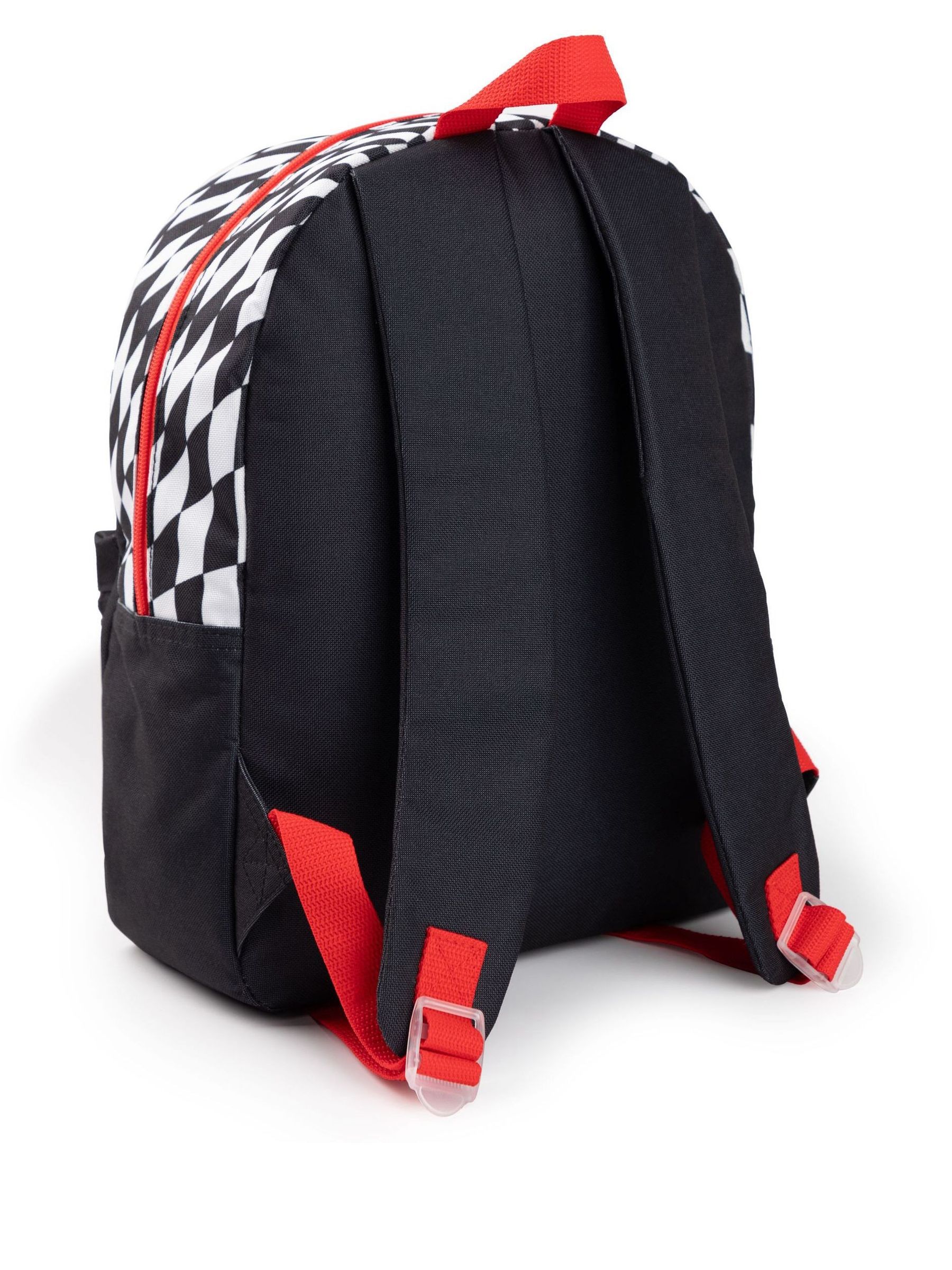 Vans realm racing red & checkerboard flame backpack on sale