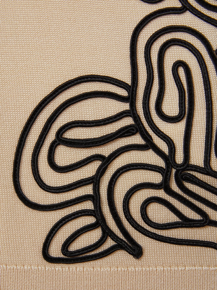 Reiss Off White/Black Romance 9-13 yrs Jersey Embroidered Cuban Collar Shirt - Image 3 of 3