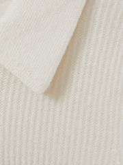 Reiss Off White Regis 3-9 yrs Merino Wool Quarter Zip Polo Shirt - Image 4 of 4