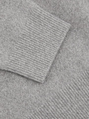 Reiss Grey Melange Grange Junior Wool-Cashmere Open Collar Polo Shirt - Image 3 of 3