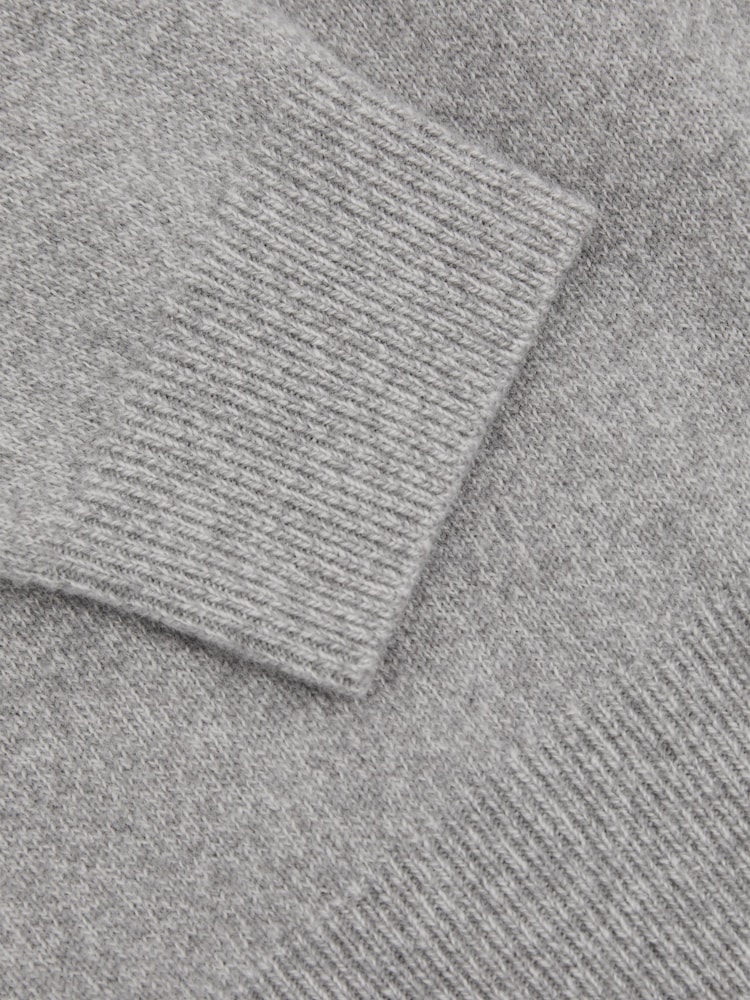 Reiss Grey Melange Grange Junior Wool-Cashmere Open Collar Polo Shirt - Image 3 of 3