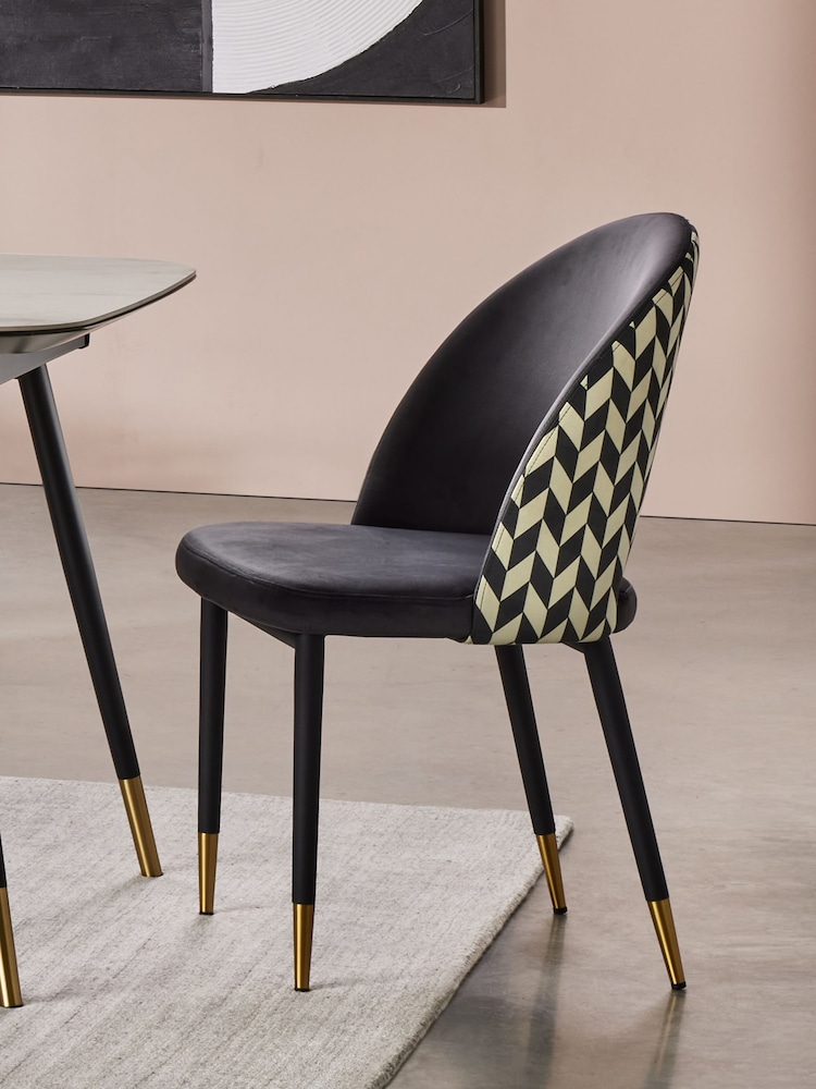 Dwell Black Grey Comida Dining Chairs Set of 2 - Image 1 of 4