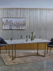 Dwell Marble Ceramic and Brass Molveno 8-10 Seater Dining Table - Image 1 of 6