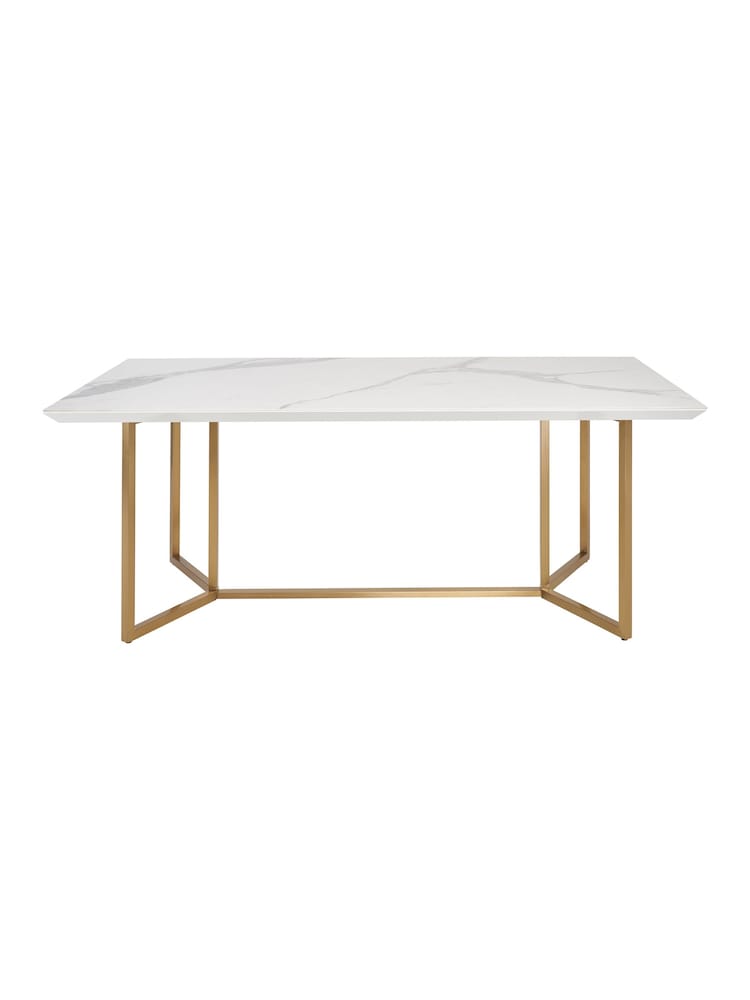 Dwell Marble Ceramic and Brass Molveno 8-10 Seater Dining Table - Image 2 of 6