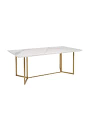 Dwell Marble Ceramic and Brass Molveno 8-10 Seater Dining Table - Image 3 of 6