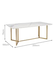Dwell Marble Ceramic and Brass Molveno 8-10 Seater Dining Table - Image 6 of 6