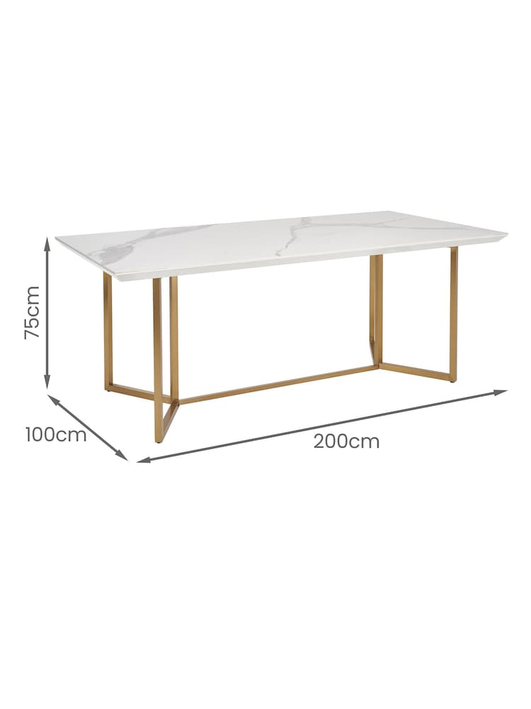 Dwell Marble Ceramic and Brass Molveno 8-10 Seater Dining Table - Image 6 of 6